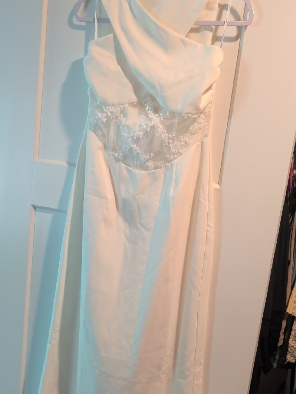 White Halter Midi Dress with Lace Cutout - Picture 4 of 5